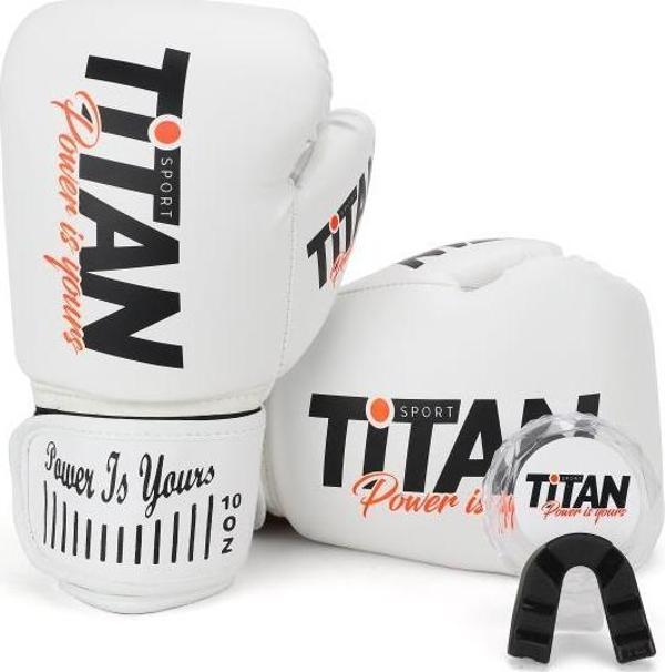 TİTAN SPORT MODEL 2 BEYAZ BOKS ELDİVENİ+DİŞLİK SETİ  - Image 1