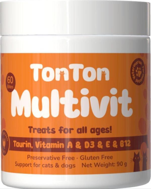 TONTON Glutensiz Multivitamin 60 Tablet (Kedi & Köpek İçin Taurin Biotin Çinko Takviyeli) - Image 1