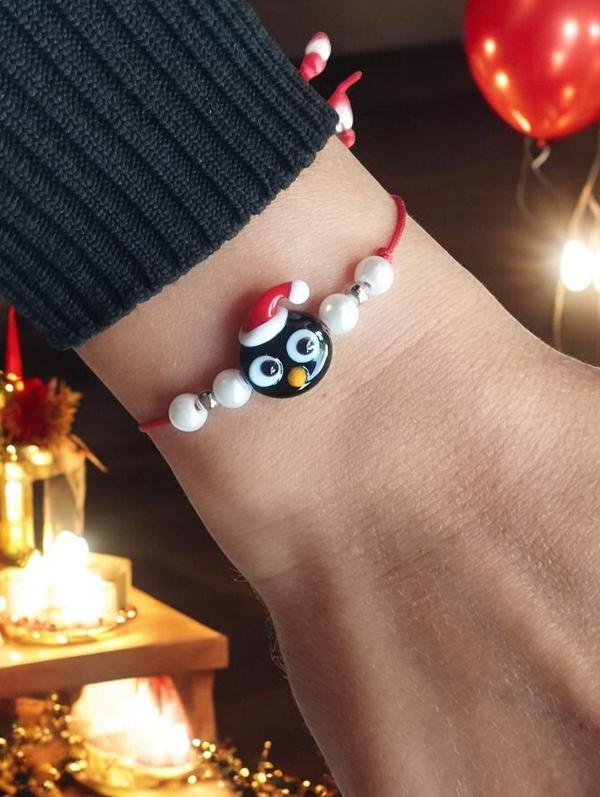 Yeni Yıl Tasarımlı, Murano Penguen Yılbaşı Bileklik - Image 1