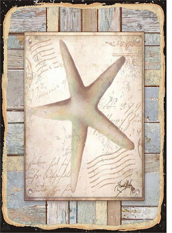 Bedeko Ahşap Ve Deniz Yıldızı Art Mdf Poster - Image 1