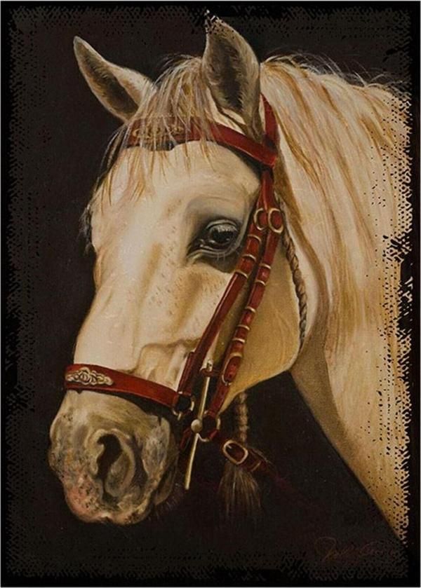 Ekart Beyaz At Dekoratif Ahşap Tablo 32Cm X44Cm - Image 1