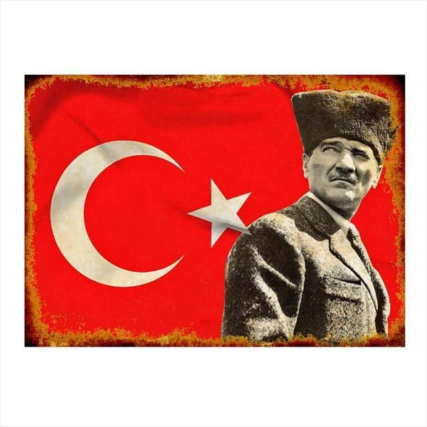 Bedeko Atatürk Ve Bayrak Dekoratif Ahşap Tablo - Image 1