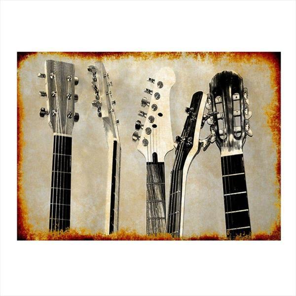 Bedeko Çeşitli Gitarlar Tasarım Ahşap Tablo - Image 1