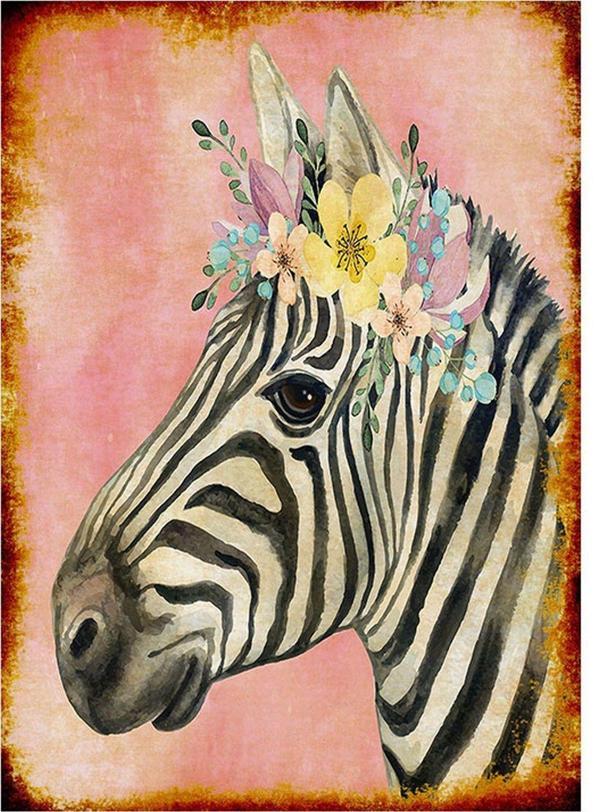 Bedeko Çiçek Ve Zebra Mdf Poster - Image 1