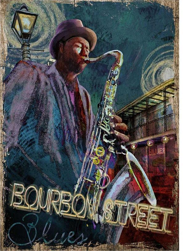 Bedeko Blues Müzik Dekoratif Ahşap Tablo - Image 1