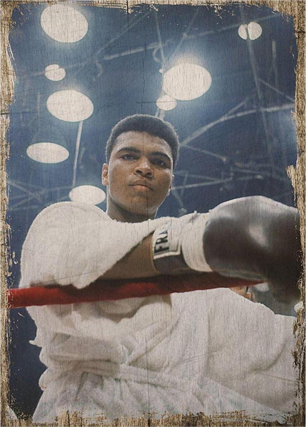 Bedeko Boksör Muhammed Ali Dekoratif Ahşap Tablo - Image 1