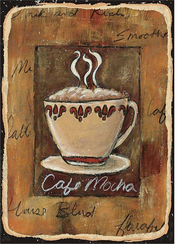 Bedeko Cafe Mocha Dekoratif Ahşap Tablo - Image 1