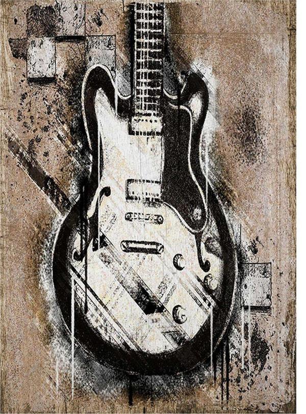 Bedeko Caz Gitar Tasarım Ahşap Tablo - Image 1