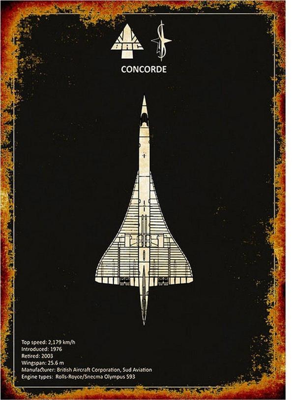 Bedeko Concorde Uçak Desenli Mdf Tablo - Image 1