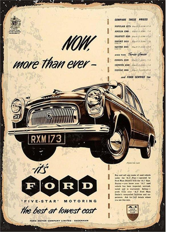 Bedeko Eski Ford Araba Afişi Mdf Tablo - Image 1