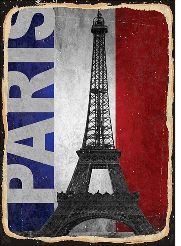 Bedeko Fransa Bayrağı Ve Paris Dekoratif Mdf Tablo - Image 1