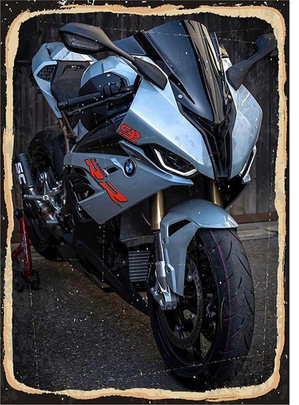 Bedeko Gri Motosiklet Model Ahşap Tablo - Image 1