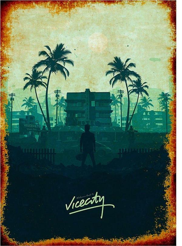 Bedeko Gta Vice City Lacivert Mdf Poster - Image 1