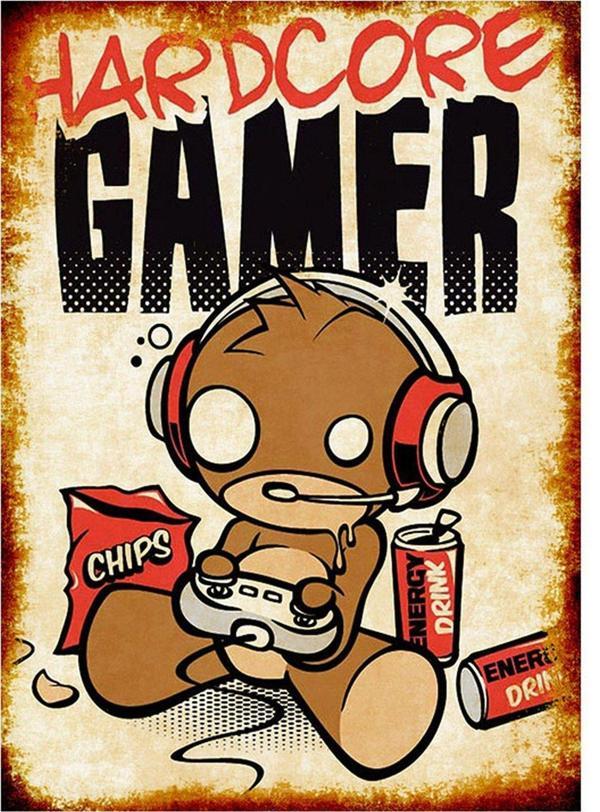 Bedeko Ahşap Tablo Eskitilmiş Hardcore Gamer Hediyelik Ahşap Tablo - Image 1