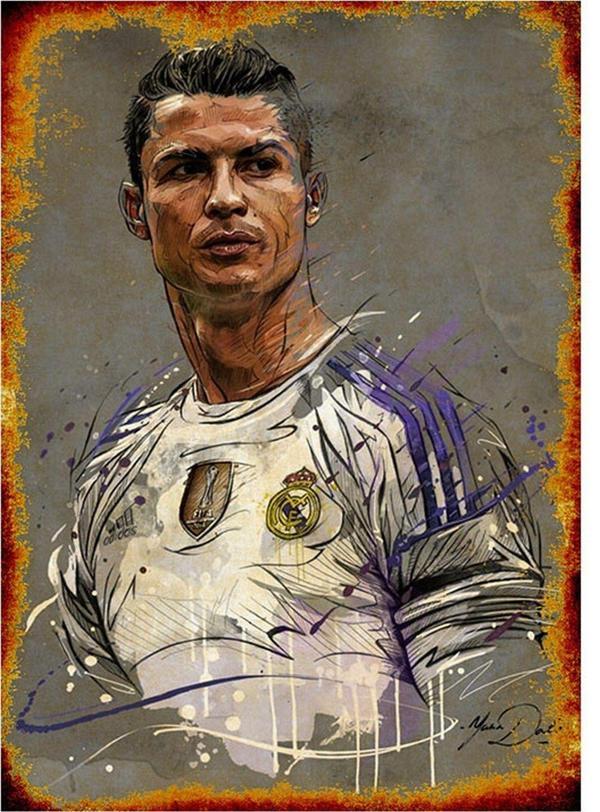 Bedeko Ahşap Tablo Eskitilmiş Tablo Cristiano Ronaldo Dekoratif Mdf Tablo - Image 1