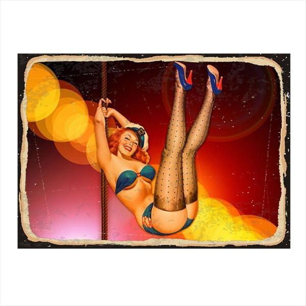 Bedeko Halat Ve Pin Up Kızı Art Mdf Tablo - Image 1