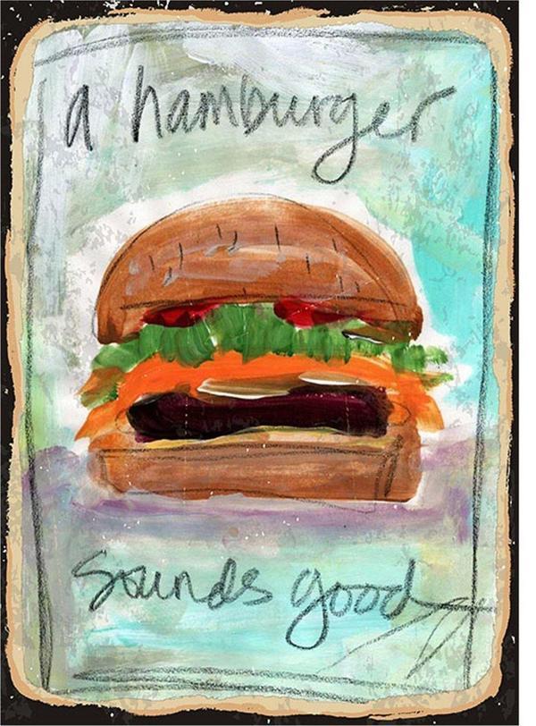 Bedeko Hamburger Modern Ahşap Tablo - Image 1