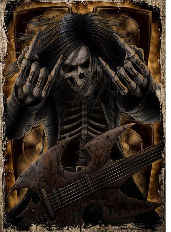 Bedeko Gitarist İskelet Hediyelik Mdf Tablo - Image 1