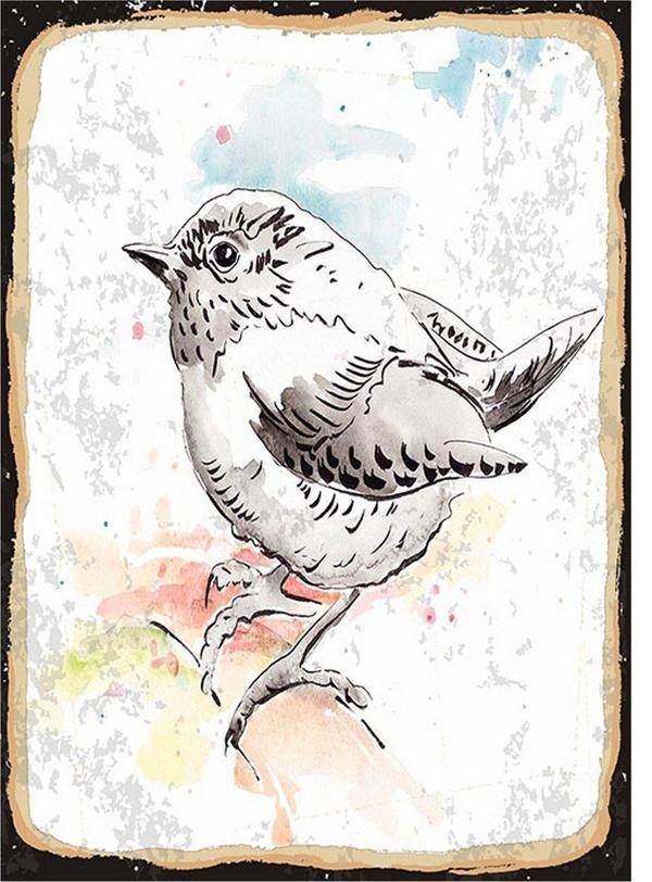 Bedeko Karakalem Kuş Model Mdf Tablo - Image 1