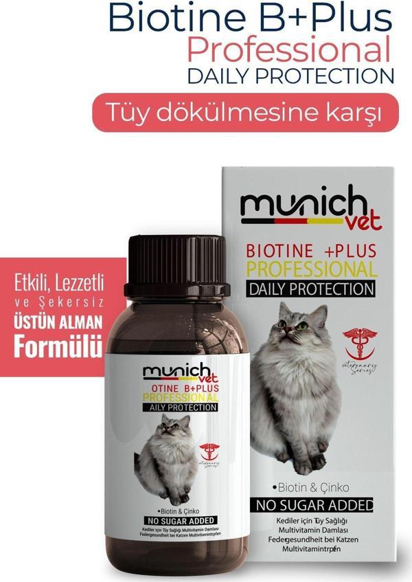 Munich Vet Biotine +Plus Kedi Sağlığı Damlası 100 Ml - Kediler Için Tüy Sağlığı Damlası - Image 1