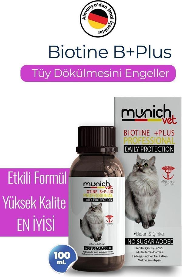 Munich Vet Kedi Tüy Damlası Biotine Plus 100Ml (Kedilerin Tüy Dökülmesını Engeller) - Image 1