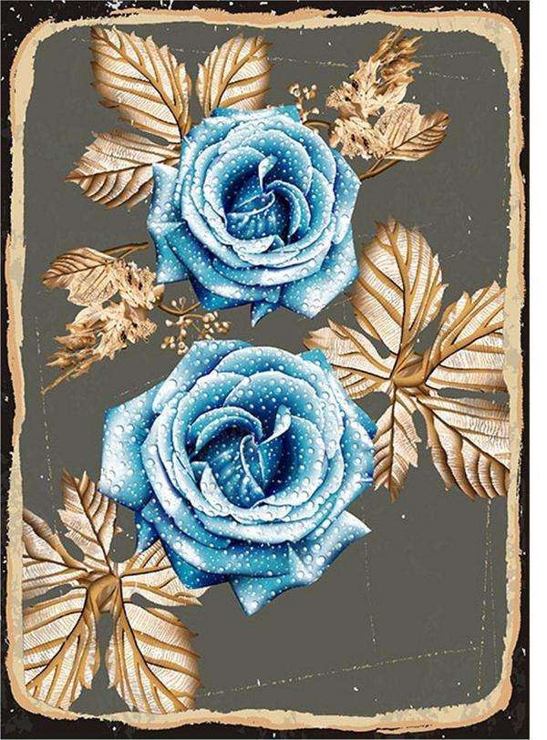 Bedeko Mavi Güller Art Mdf Poster - Image 1