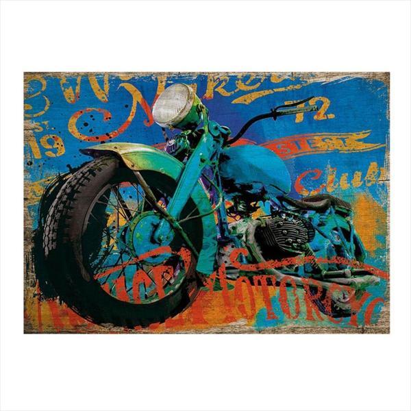 Bedeko Mavi Motosiklet Model Ahşap Tablo - Image 1