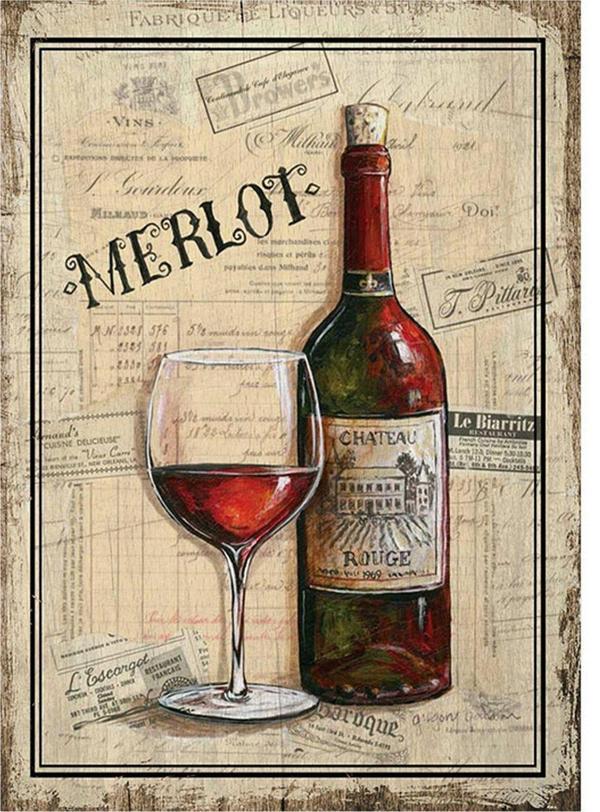 Bedeko Merlot Şarap Desenli Mdf Tablo - Image 1