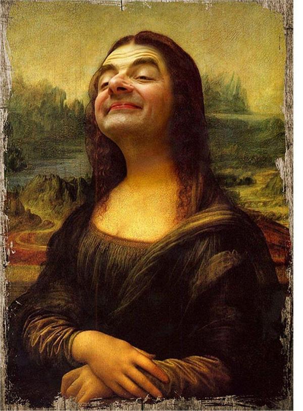 Bedeko Monalisa Mr Bean Hediyelik Ahşap Tablo - Image 1