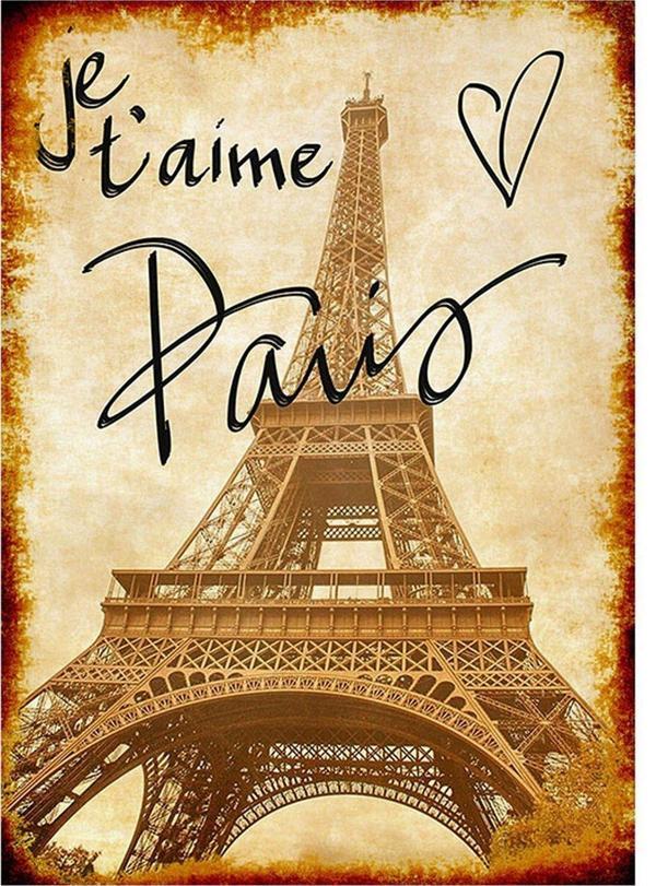 Bedeko Paris Aşkı Desenli Ahşap Tablo - Image 1