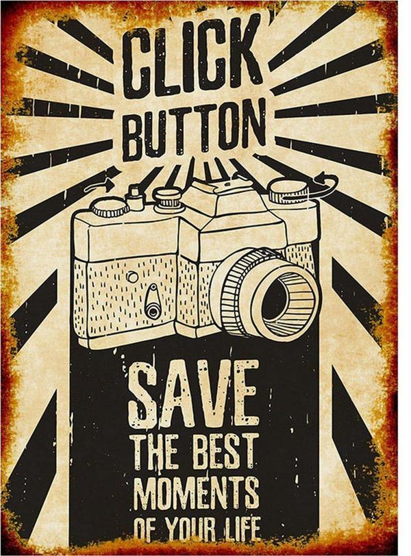 Bedeko Ahşap Tablo Nostaljik Fotoğraf Makinesı Afişi 1 Desenli Mdf Tablo - Image 1