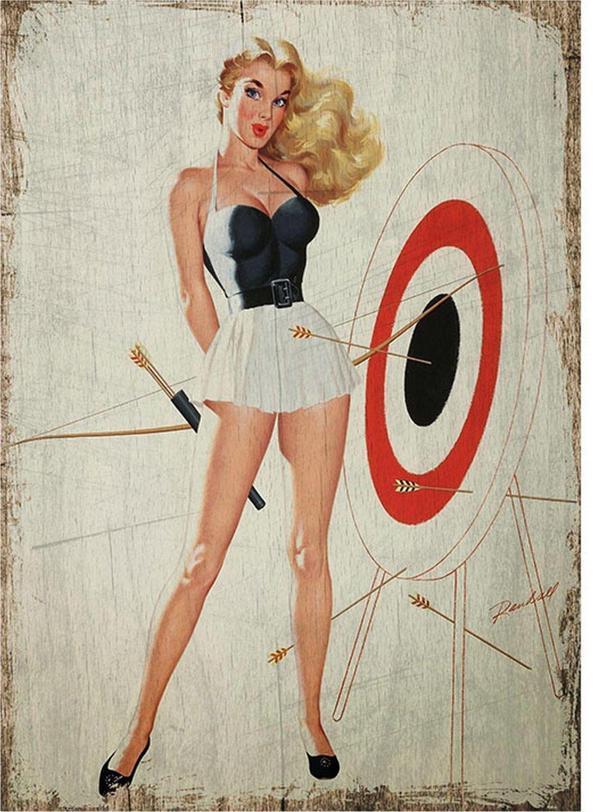 Bedeko Ok Atan Pin Up Kızı Modern Ahşap Tablo - Image 1