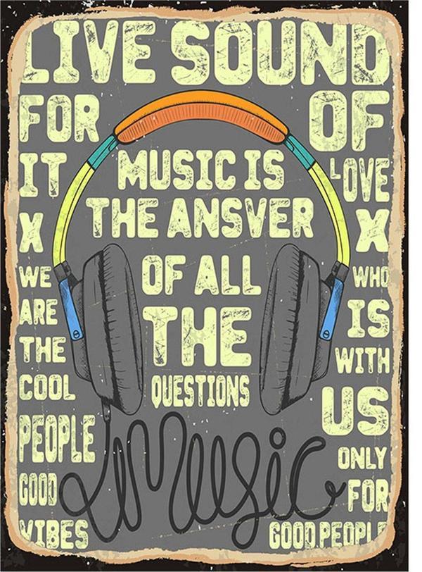 Bedeko Müzik Kulaklık Dekoratif Ahşap Tablo - Image 1