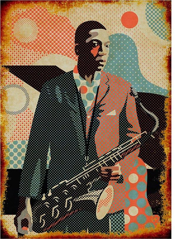 Bedeko Ahşap Tablo Retro Tablo Saksafoncu Model Mdf Tablo - Image 1