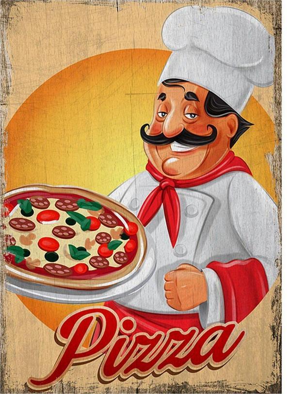 Bedeko Pizza Yapan Aşçı Model Mdf Tablo - Image 1