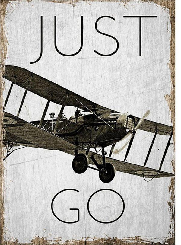 Bedeko Retro Uçak Dekoratif Ahşap Tablo - Image 1