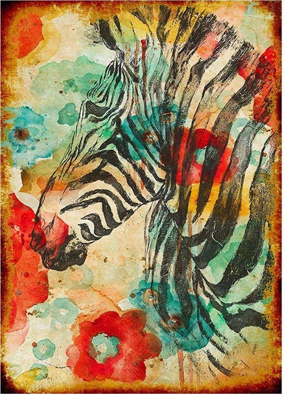 Bedeko Renkli Zebra Hediyelik Ahşap Tablo - Image 1