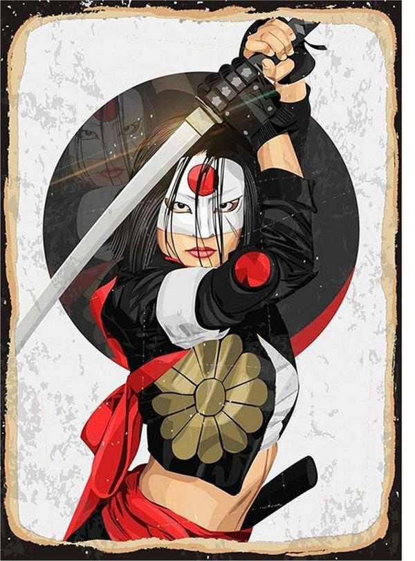 Bedeko Samuray Kadın Desenli Mdf Tablo - Image 1