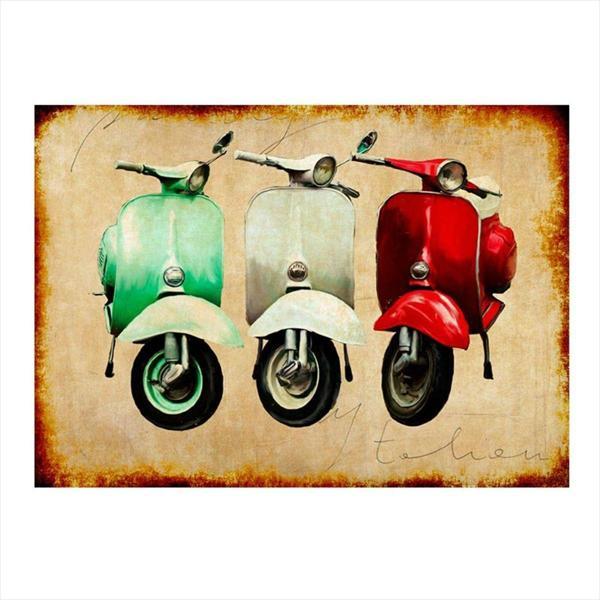 Bedeko Retro İtalyan Motosikletler Tasarım Ahşap Tablo - Image 1