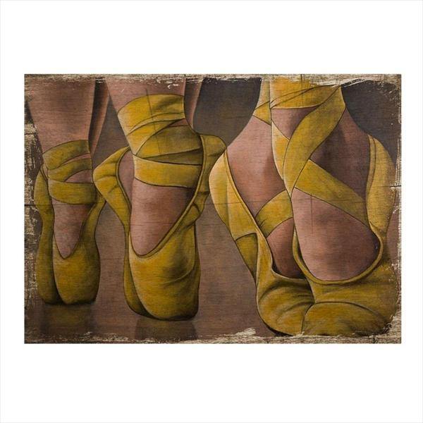 Bedeko Sarı Balerin Ayakkabıları Model Ahşap Tablo - Image 1