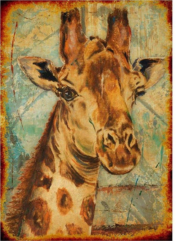 Bedeko Sevimli Zürafa Modern Ahşap Tablo - Image 1