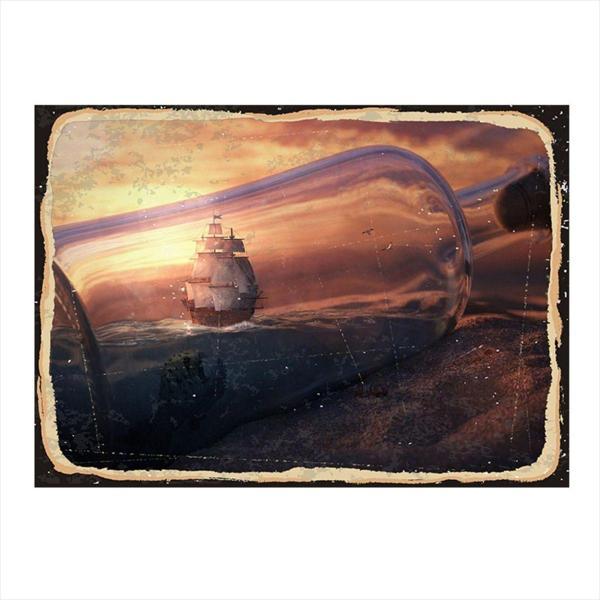Bedeko Şişe İçindeki Gemi Dekoratif Ahşap Tablo - Image 1