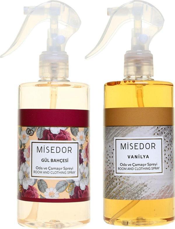 Misedor 2 Li Set Gül Bahçesi Ve Vanilya Oda Kokusu Ve Çamaşır Spreyi 330 Ml - Image 1