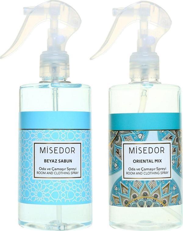 Misedor 2'Li Set Beyaz Sabun Ve Oriental Mix Oda Kokusu Ve Çamaşır Spreyi 330 Ml - Image 1