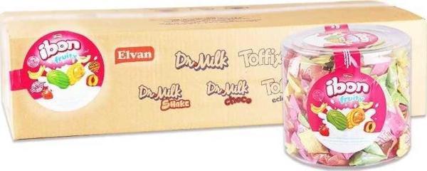 Elvan İbon Sütlü Meyveli Şeker 1000  gr Silindir 8 Kutu (1 Koli) - Image 1