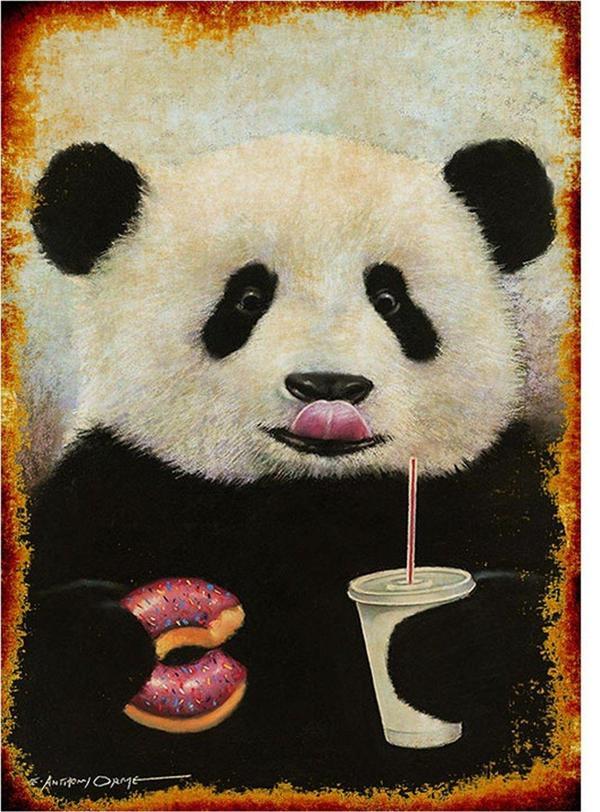 Bedeko Yemek Yiyen Panda Art Mdf Poster - Image 1