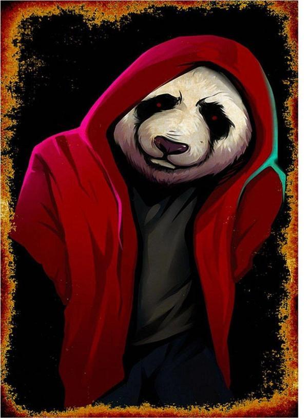Bedeko Kırmızı Ceketli Panda Mdf Poster - Image 1