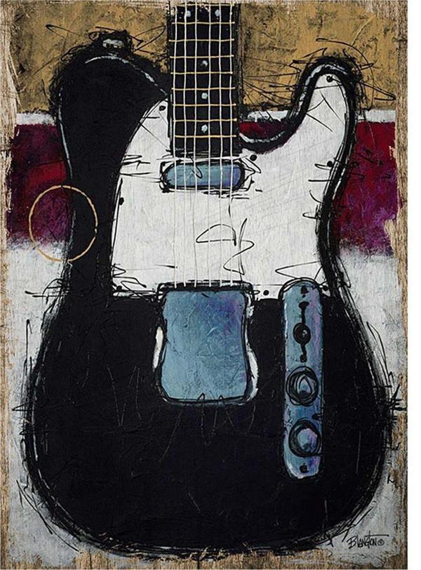 Bedeko Siyah Elektro Gitar Mdf Poster - Image 1
