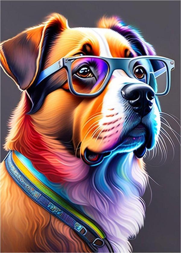 Bedeko Gözlüklü Köpek Tablo - Image 1