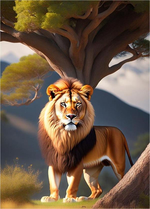Bedeko Ormanın Kralı Aslan Temalı Tablo - Image 1